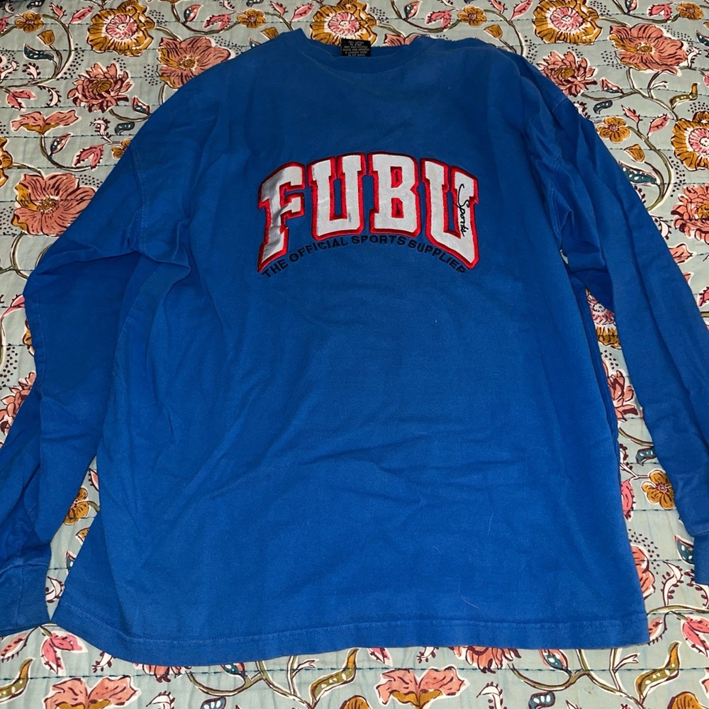 FUBU Blue Long Sleeve Tee with Arched Logo
